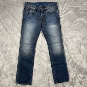 True Religion Ricky Relaxed Straight Jeans Mens Blue Denim Size 32